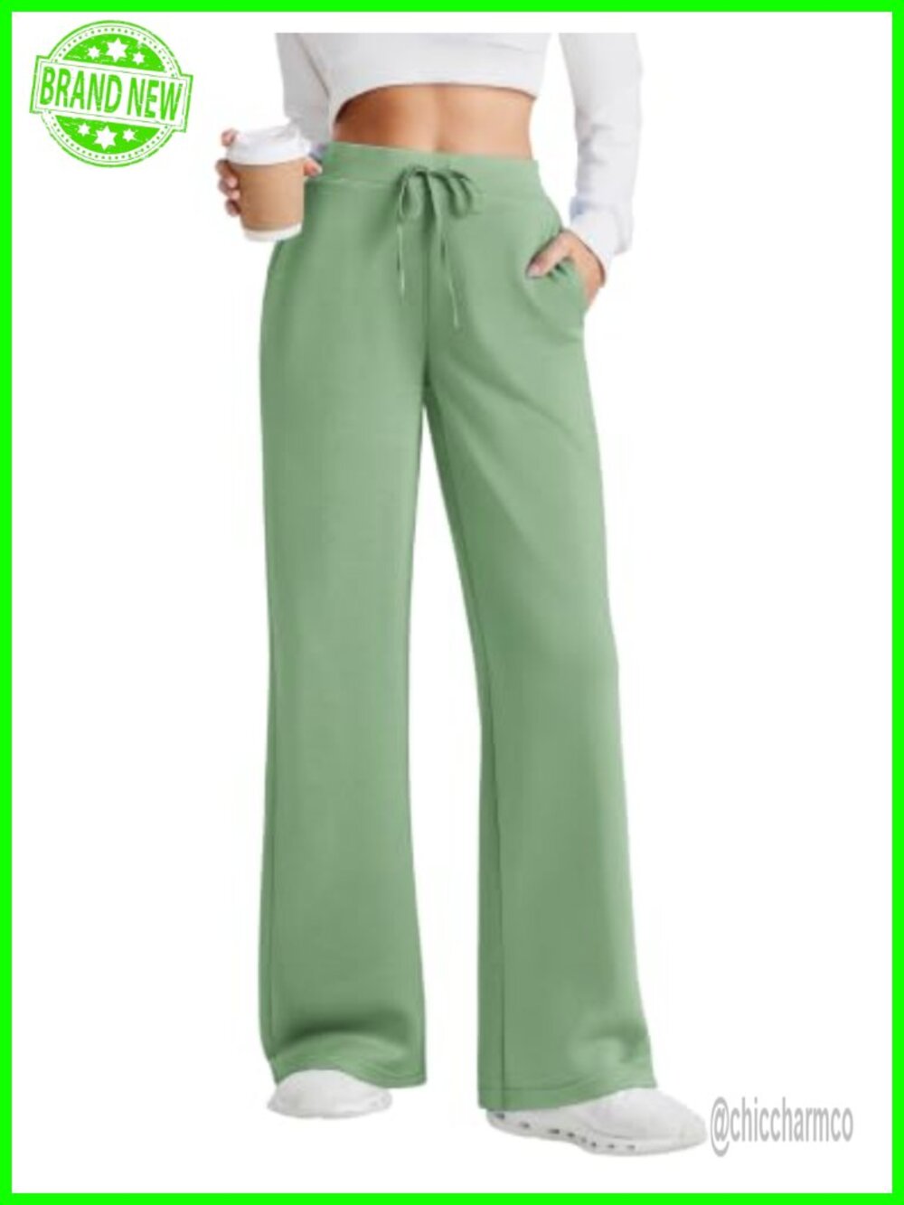 Wide Leg Sweatpants High Waist Drawstring Pockets Lounge Yoga Pants